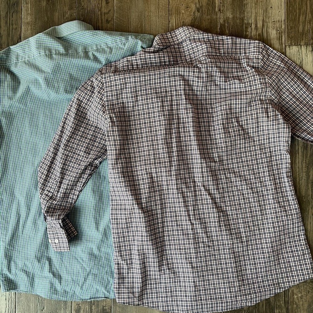 Lot of 2 Stafford Travel Easy-Care Long Sleeve Button Up‎ Plaid Men's 16.5 32/33 - Picture 11 of 11